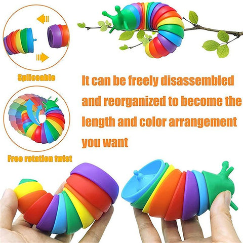Funny Fidget Slugs Articulated Sensory Slug Toy Realistic Worm Caterpillar-TB01541-Veeddydropshipping