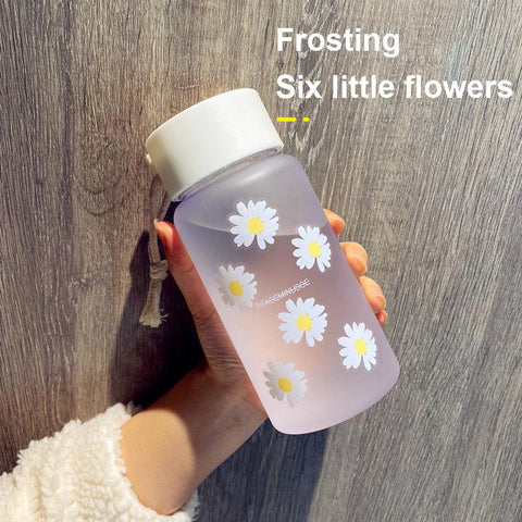 Small Daisy Transparent Plastic Water Bottles-HA01243-Veeddydropshipping