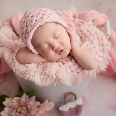 Cotton Wool Crochet Baby Blanket Newborn Photography Props-TB00775-Veeddydropshipping