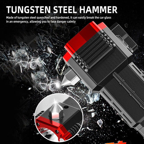 USB Charging Super Bright LED Flashlight with Safety Hammer Side Light Torch-TI00773-Veeddydropshipping