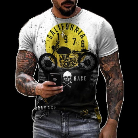 T-shirt 3D vintage motorcycle oversized T-shirt men's clothing bicycle racing T-shirt-Veeddydropshipping