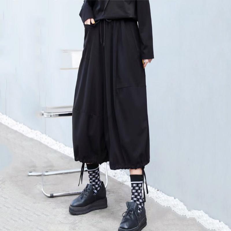 Women Drawstring Loose Asymmetric Harlan Pants-Veeddydropshipping