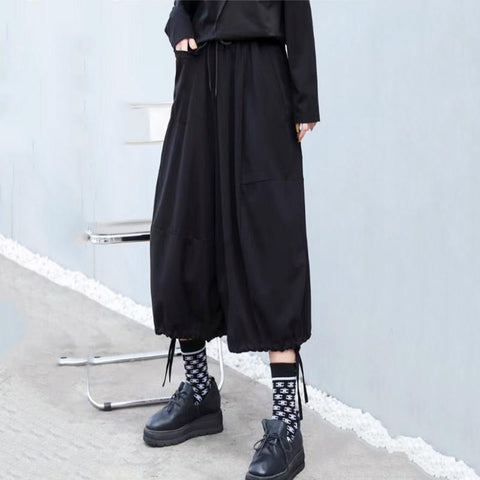 Women Drawstring Loose Asymmetric Harlan Pants-Veeddydropshipping