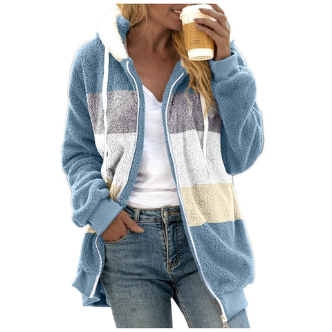 Plus Size Women Warm Plush Jackets Loose Fleece Coats-Veeddydropshipping