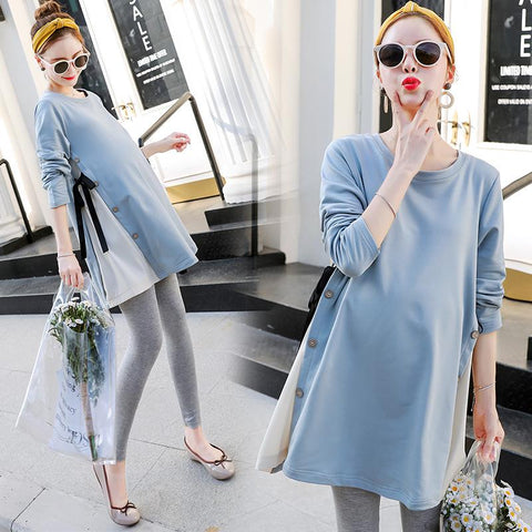 Korean Fashion Cotton Maternity T-shirt Casual Clothes for Pregnant Women Long-TB00561-Veeddydropshipping