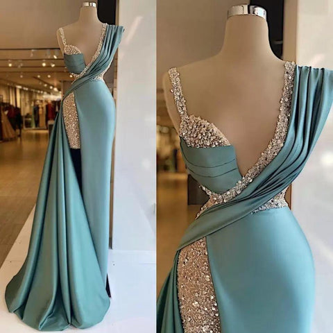 Sequins Side Split Mermaid Evening Dresses-WF01582-Veeddydropshipping