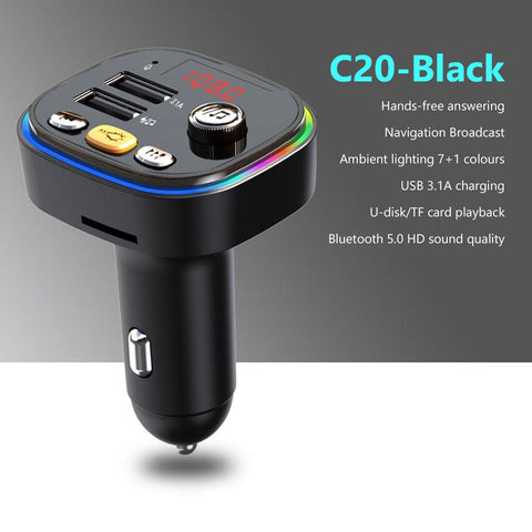 Bluetooth USB Car Charger Fast Charging-PA01162-Veeddydropshipping