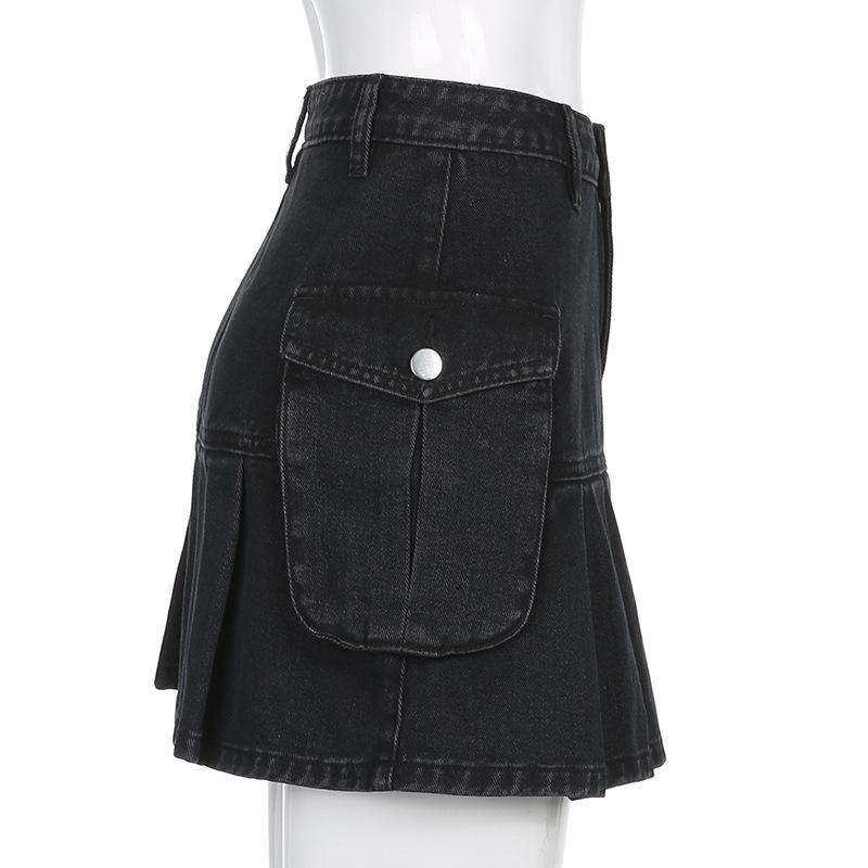 Women Korea Vintage Pleated High Waisted Skirts-WF00389-Veeddydropshipping