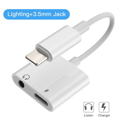 Dual Lighting Audio Adapter For IPhone XS MAX XR X 8 Plus 3.5mm Jack Earphone-PA00994-Veeddydropshipping