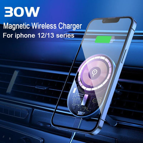 30W For MagSafe Portable Qi Car Wireless Charger-PA01105-Veeddydropshipping