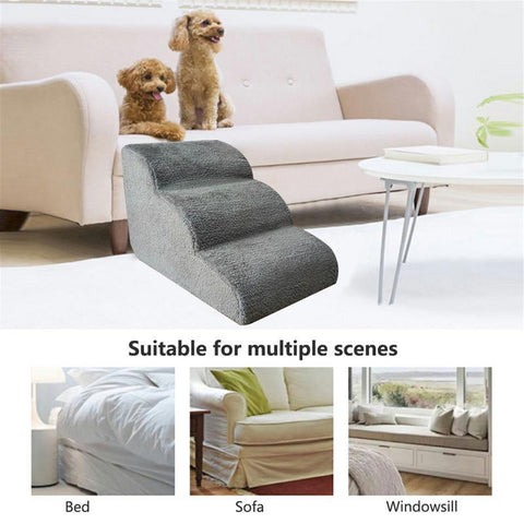 Dog Ladder 3 Tiers Dog Stairs Foam-HA01430-Veeddydropshipping
