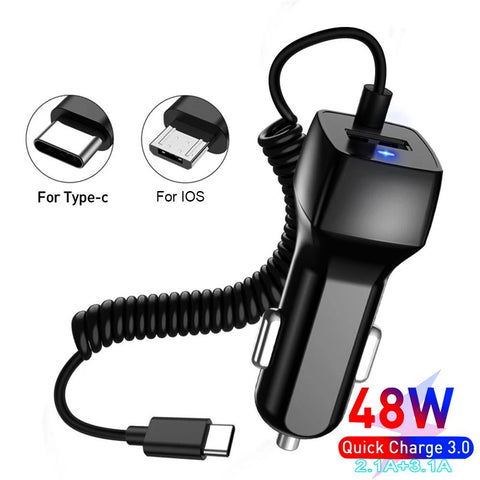 48W USB Car Charger QC3.0 5V Typec usb devices-PA01140-Veeddydropshipping