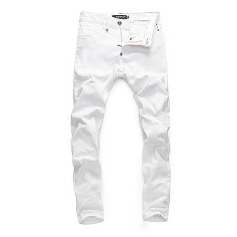 husband white Stretch Skulls brand jeans mens slim denim-MF00614-Veeddydropshipping