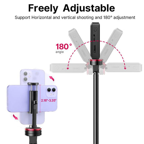 MT-54 Metal Portable Light Stand with Phone Holder Mount Tripod Monopod -CE00335-Veeddydropshipping