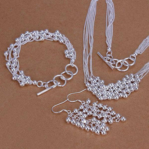 925 sterling Silver  bracelet Earrings fashion jewelry sets -JW00309-Veeddydropshipping