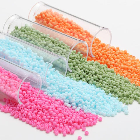 Matte Solid Color Frosted Round Glass Loose Beads  For DIY -JW01522-Veeddydropshipping