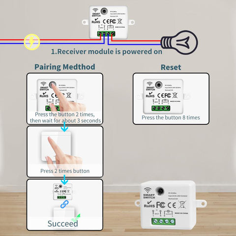 1/2/3 Gang Wireless Wall Switch RF 433Mhz Interruptor Light Switch Remote-TI01143-Veeddydropshipping