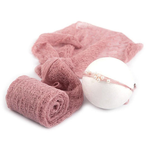2PCS/Set Photo Shoot Props Knitted Mohair Receiving Wrap with Little Infant-TB00773-Veeddydropshipping