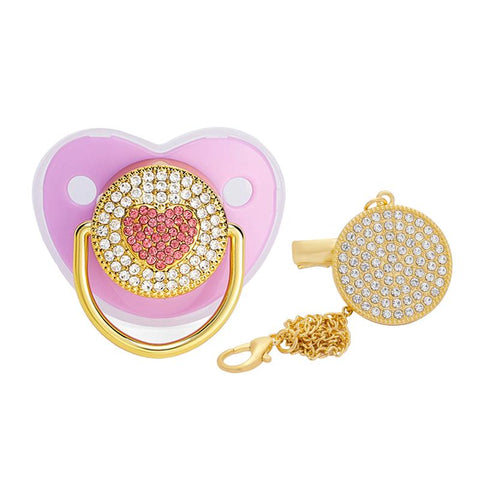 Heart Pacifier Clips Chain Lid Baby Shower Gift Silicone Newborn Dummy-TB00712-Veeddydropshipping