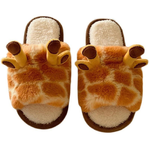 Warm Cotton Closed Toe Slippers Home Cartoon Giraffe Plush-BS01272-Veeddydropshipping