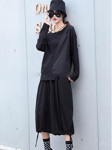 Women Drawstring Loose Asymmetric Harlan Pants-Veeddydropshipping