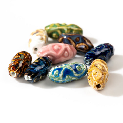 Irregular Special Shape Pendant Ceramic Retro Beads For Jewelery -JW01463-Veeddydropshipping