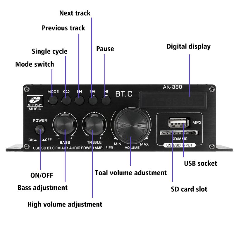 Bluetooth Amplifier Audio Karaoke Home Theater Amplifier-Veeddydropshipping