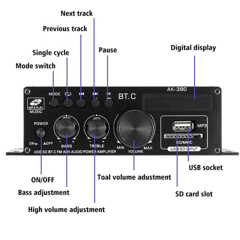 Bluetooth Amplifier Audio Karaoke Home Theater Amplifier-Veeddydropshipping