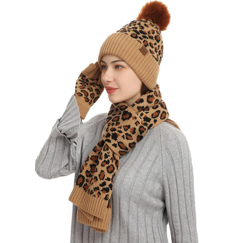 Women Glove Knitted Hats Set-WF01146-Veeddydropshipping