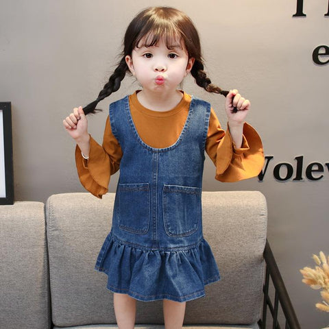Baby Girls Denim Sling Dresses For Kids Casual Beach Vestidos With Pocket-TB00888-Veeddydropshipping