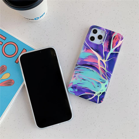 Laser Gradual Color Marble Phone Case For iphone 14 Pro Max 13 Pro 12 11 14 Plus-PA00183-Veeddydropshipping