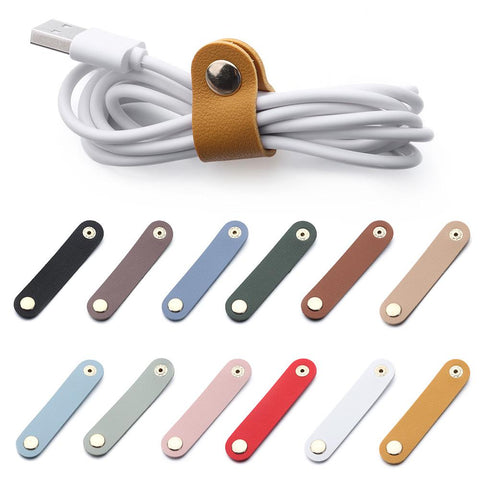 Leather Charger Protector Desktop Storage Clips Holder Cable Winder Tie Cable Manag-CE00037-Veeddydropshipping