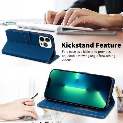 For iPhone 13 12 11 Pro Max SE XS XR 7 8 + Luxury Leather Wallet Flip Cover Case-PA00115-Veeddydropshipping