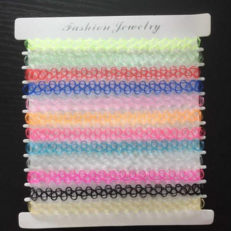 12pcs/pack Vintage Stretch Tattoo Choker Necklaces Women -JW01244-Veeddydropshipping