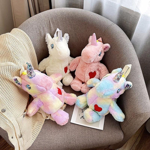 40cm Fluffy Unicorn Plush Backpack Kawaii Kindergarten- TB00069-Veeddydropshipping