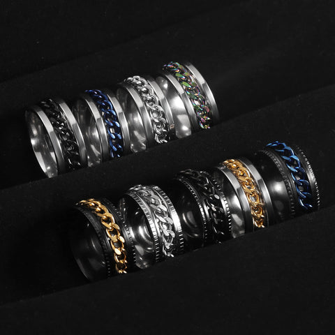 Stainless Steel Rotatable Couple Ring High Quality Chain Rotable Rings -JW00259-Veeddydropshipping
