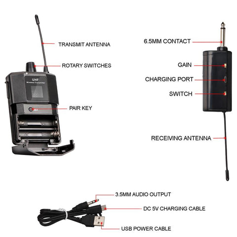 UHF Wireless Headset Microphone with Transmitter Receiver LED Digital Display -CE01236-Veeddydropshipping