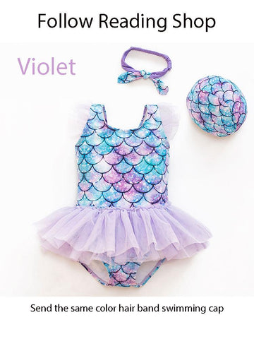 2021 New Girl Baby Mermaid Swimsuit Princess Fashion Cartoon Fish Scale Print -OS00194-Veeddydropshipping