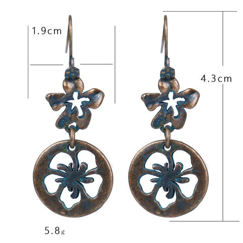 Fashion Vintage Drop Flower Earrings Colorful Dangle Earrings Jewelry-JW01420-Veeddydropshipping