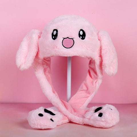 Plush Can Moving Bunny Ears Hat with Earflaps Movable-MF00973-Veeddydropshipping