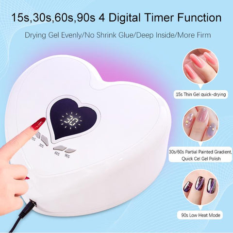 Nail Dryer Red Light Heart Shape for Curing Polish Gels-BH01089-Veeddydropshipping