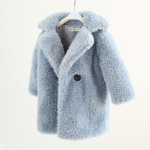 2-9Y Kids Girls Faux Fur Coats 2022 Winter Thicken Warm Mid-length-TB01221-Veeddydropshipping