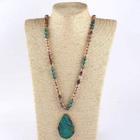 Jewelry Natural Necklace Stones With Semi Precious Pendant-JW01252-Veeddydropshipping