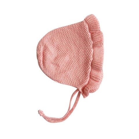 Spring Newborn Baby Hats Handmade Wool Ear Knitting Hats Monolayer Lotus-TB00464-Veeddydropshipping