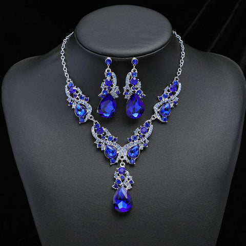 Fashion Multiple Crystal Prom Wedding Jewelry Sets -JW00379-Veeddydropshipping