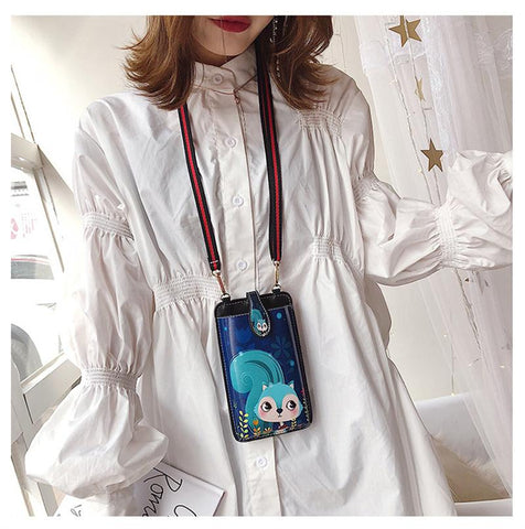 Bag Shoulder Bag PU Retro Cute Printing Messenger Small Square-BS00208-Veeddydropshipping