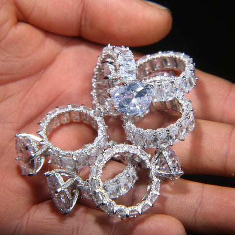 geometry Pink Zircon Water Drop Stone Rings  -JW00439-Veeddydropshipping