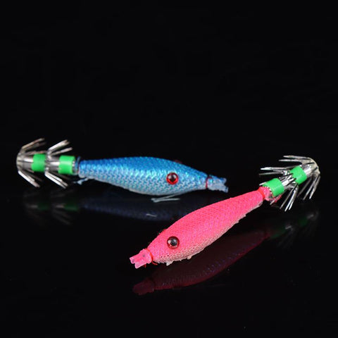 Fishin Tackle 5Pcs 7cm Squid Jigs with 4# Hook Soft Fishing Squid Lures 6 colors-OS00497-Veeddydropshipping