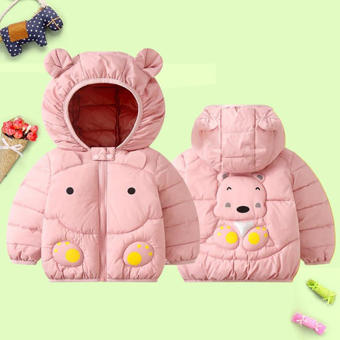 Baby Girls Winter Clothes Kids Ear Hoodie Coats-Veeddydropshipping