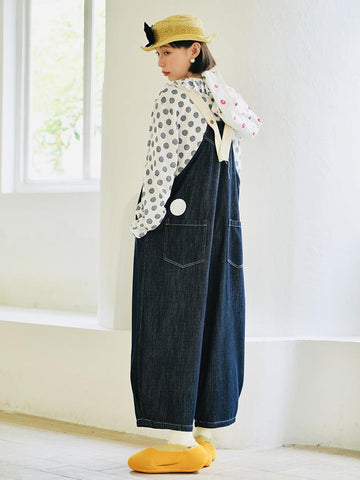 cotton denim loose casual versatile fashion wide leg pants-WF00400-Veeddydropshipping